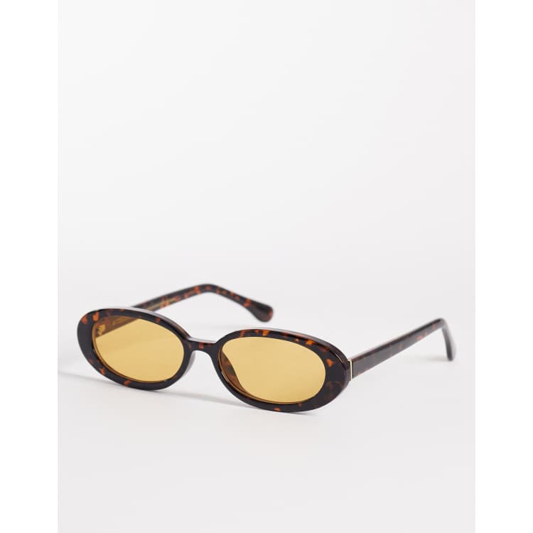 & Other Stories oval slim fit sunglasses in brown tortoise  display picture 2