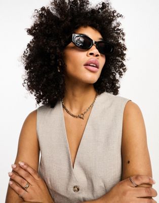 & Other Stories oval sunglasses in black