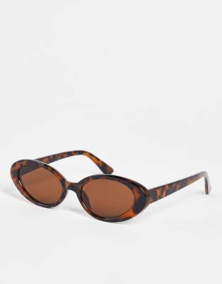 & Other Stories & Other Stories oval sunglasses in brown-Black