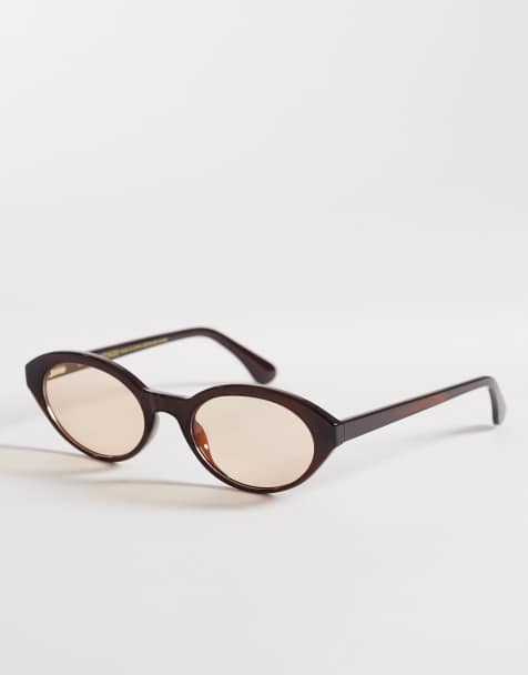 & Other Stories - Ovale smalle zonnebril in bruin tortoise met linnen etui - view 1