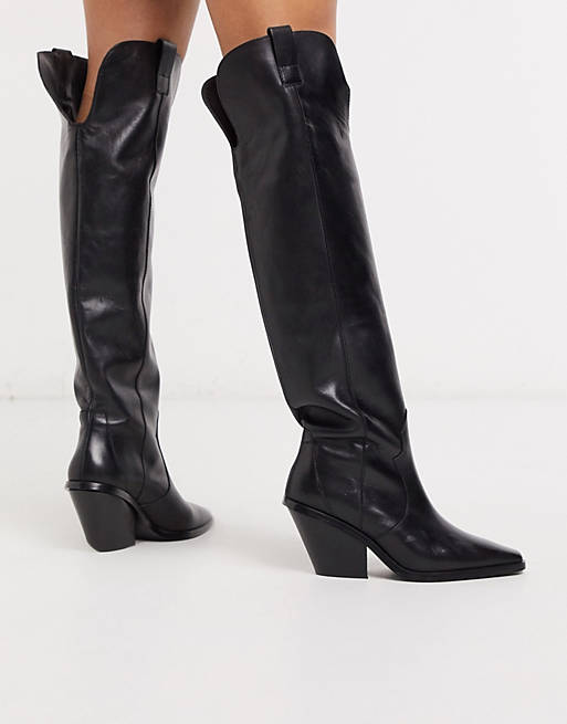 & Other Stories over-the-knee cowboy boots in black | ASOS