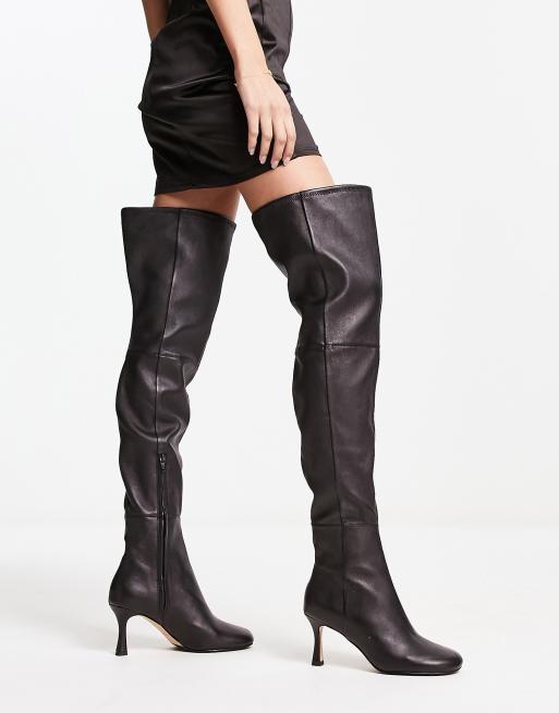 Over the knee cheap leather boots high heel