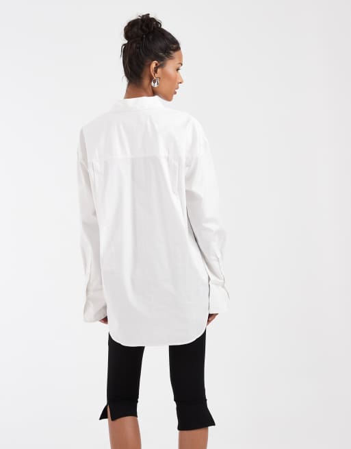 & Other Stories – Oversize-Hemdbluse aus Baumwolle in Weiß mit breiten Manschetten, 4 von 4