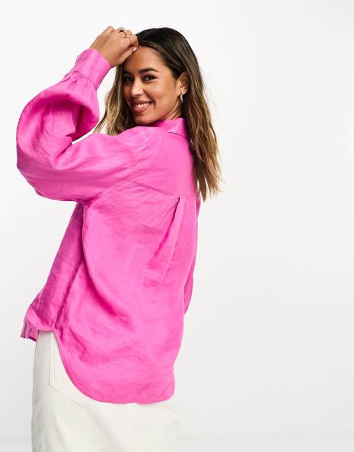 hot pink linen shirt