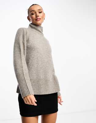 & Other Stories - Oversize-Rollkragenpullover aus Wolle in meliertem Grau-Neutral