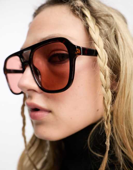 & Other Stories oversize round tortoiseshell sunglasses with pink lens, 2 of 4