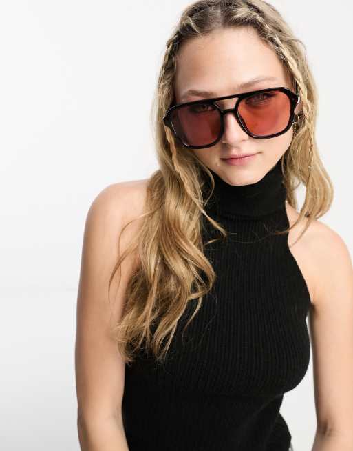 & Other Stories oversize round tortoiseshell sunglasses with pink lens, 3 of 4