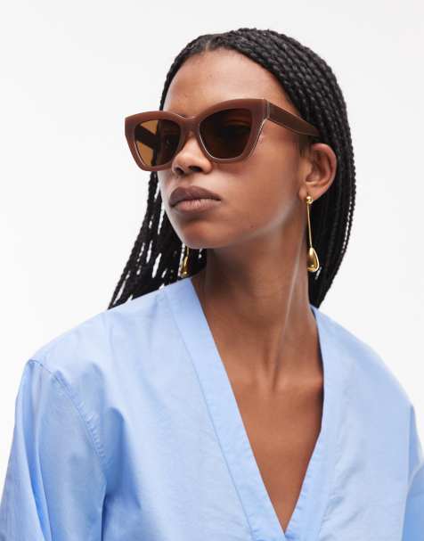 & Other Stories oversize squared cat eye sunglasses in brown - view 1