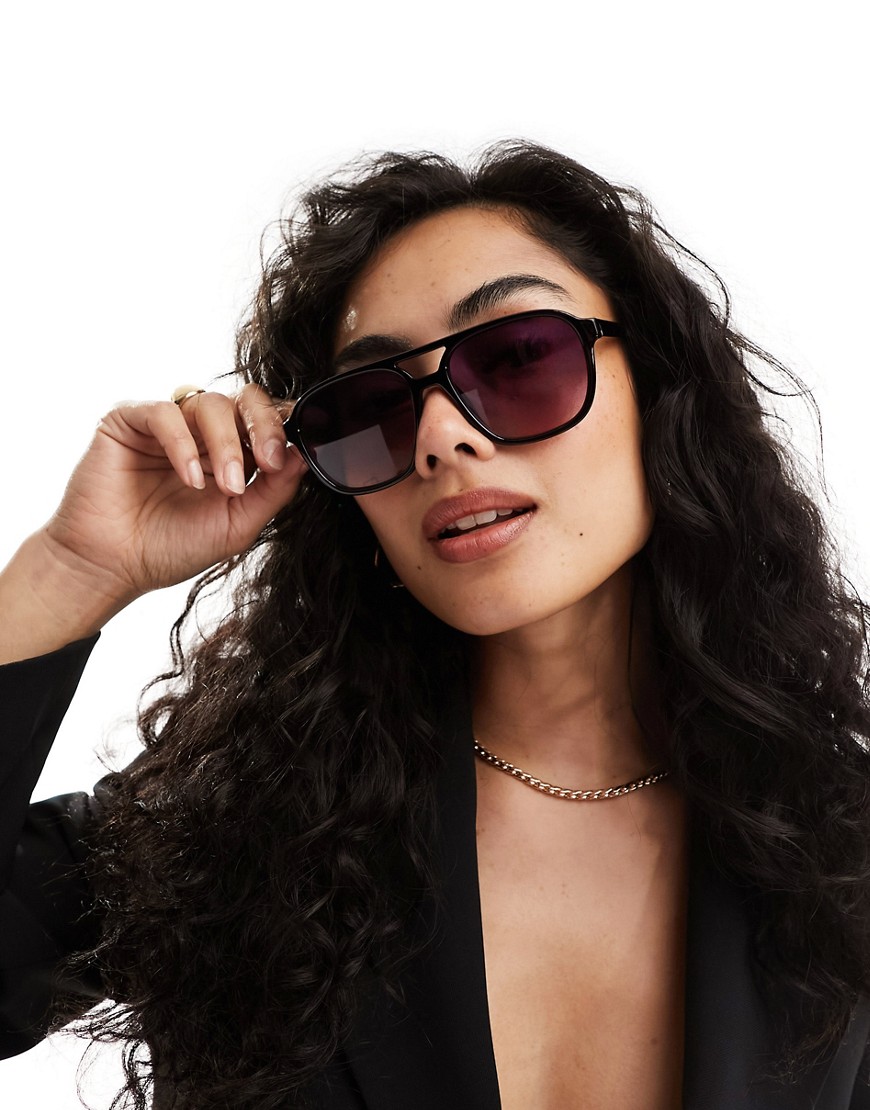 & Other Stories oversized aviator sunglasses in black