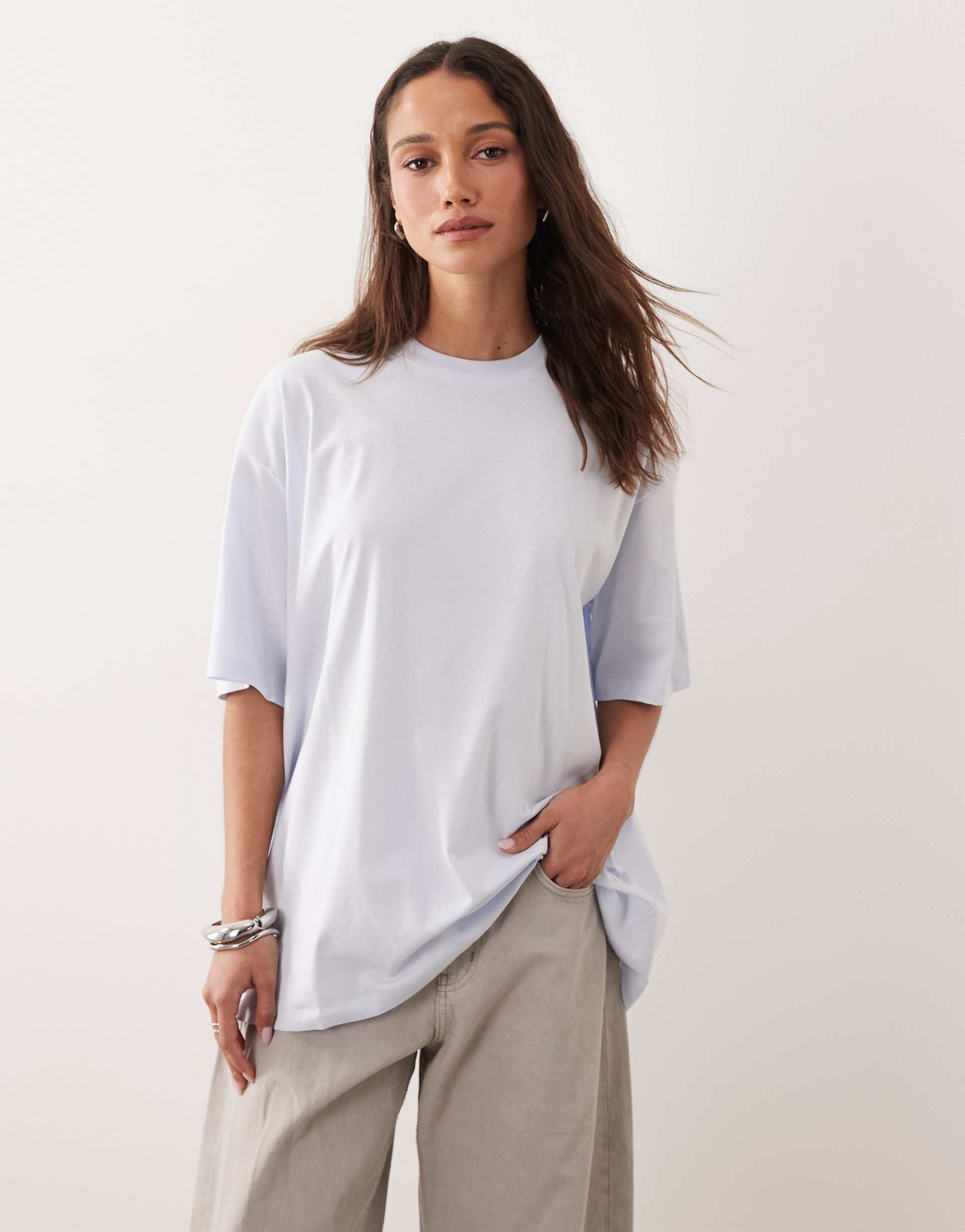 & other stories oversized boyfriend t-shirt in light blue