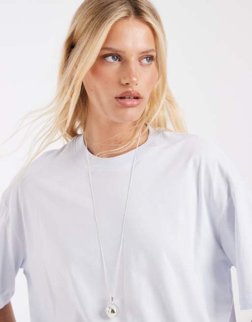 & Other Stories oversized boyfriend t-shirt in light blue, 3 of 4