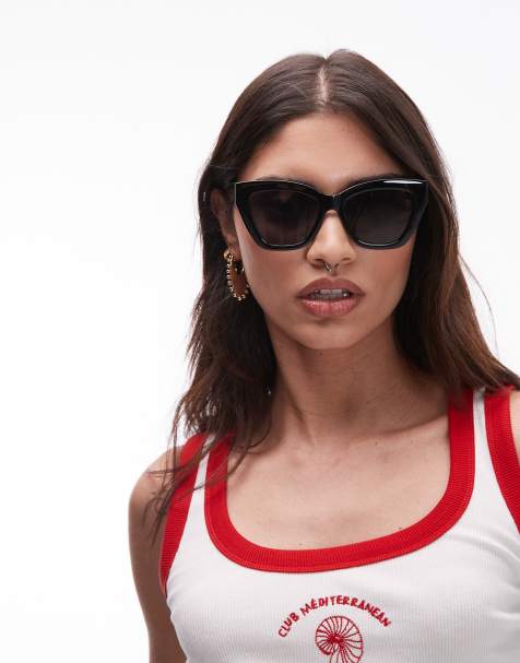 & Other Stories oversized cat eye sunglasses in black - view 1