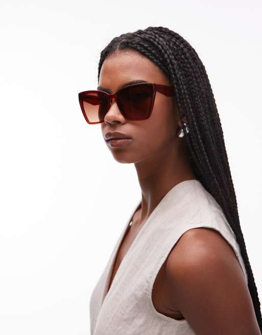 & Other Stories oversized cat eye sunglasses in dark red exclusive to ASOS, 3 of 3