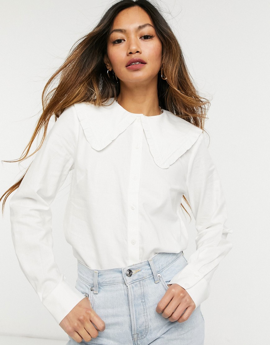 & Other Stories oversized collar shirt in white