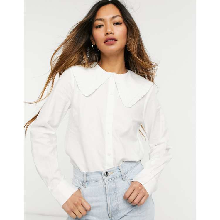 & Other Stories oversized collar shirt in white | ASOS
