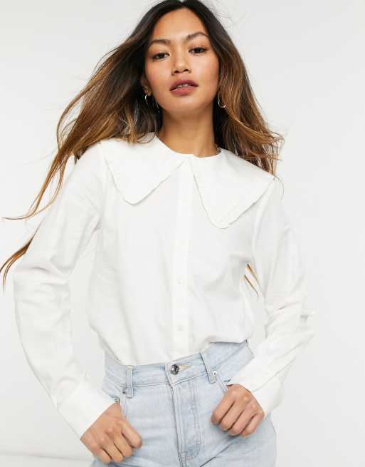 Oversized white shop collar shirt