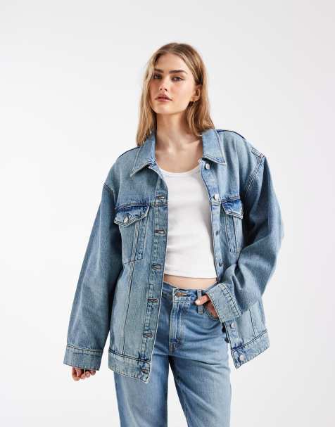 & Other Stories oversized denim jacket in mid blue wash - view 1
