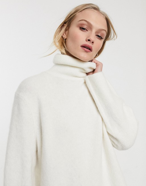 & Other Stories oversized funnel neck jumper in white
