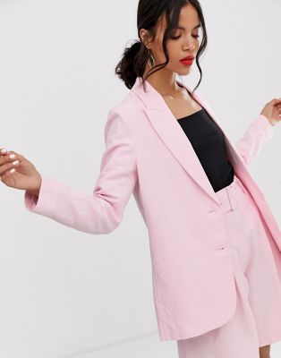 & Other Stories oversized linen blend blazer co-ord in pink | ASOS