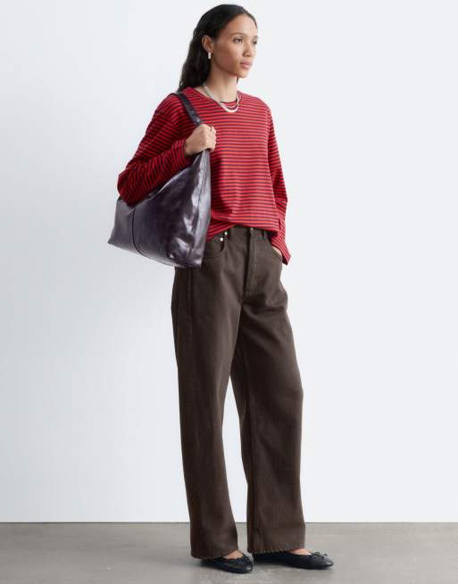 & Other Stories oversized long sleeved t-shirt in red stripe , 3 of 4