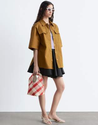 & Other Stories Oversized Pure Cotton Utility Shirt In Neutral