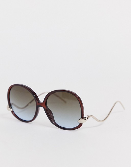 & Other Stories oversized retro circle sunglasses with blue lenses