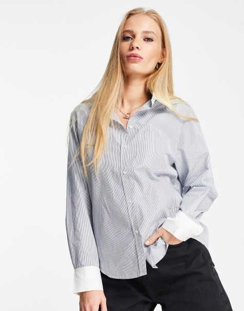 & Other Stories oversized shirt in blue and white stripe - view 1