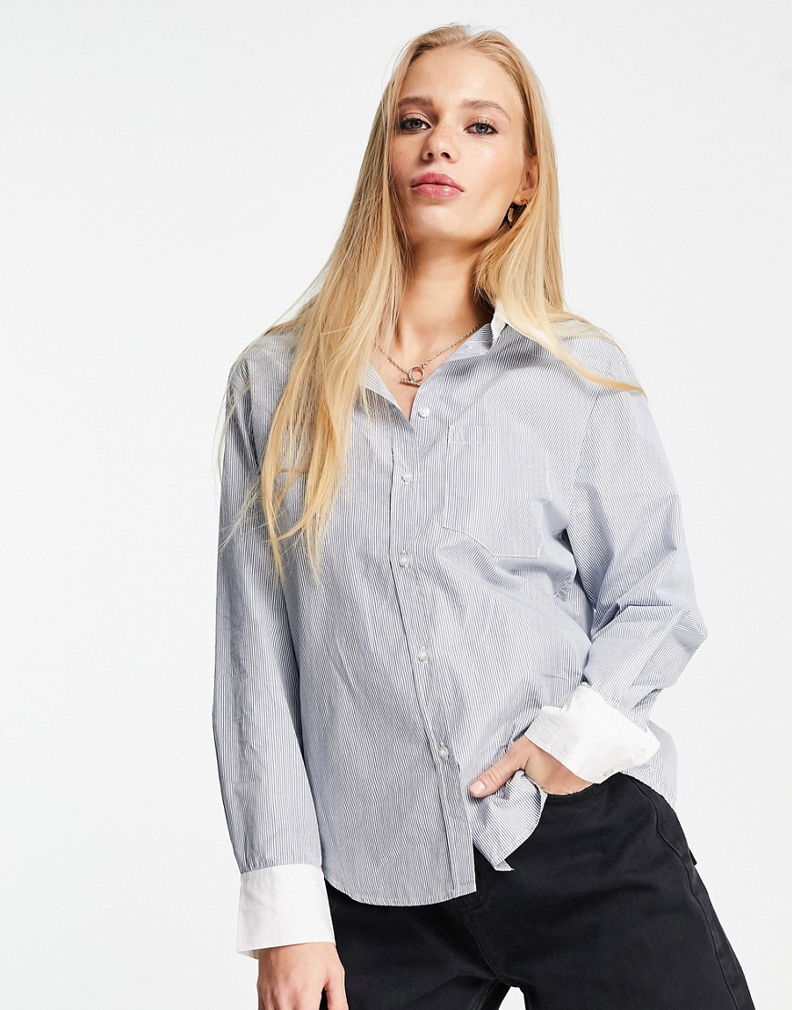 Other Stories &  Oversized Shirt In Blue And White Stripe-multi