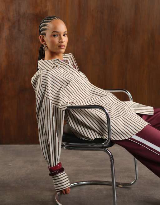 & Other Stories oversized shirt in two-tone stripe