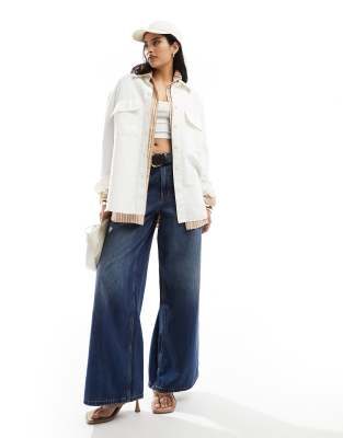 Other Stories &  Oversized Shirt With Quilted Back Yoke Detail And Paneled Sleeves In Soft White