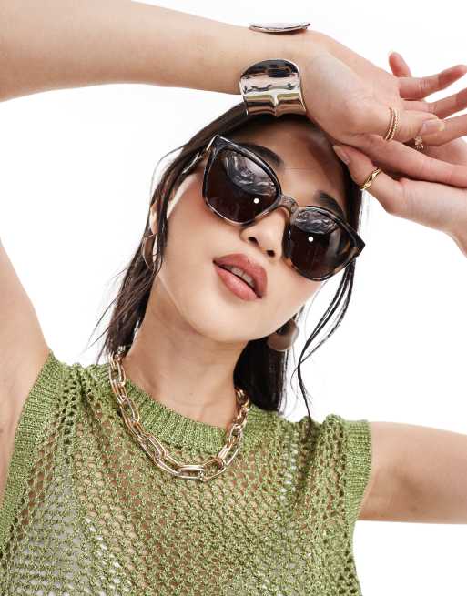 Other Stories oversized square sunglasses in brown tortoise shell