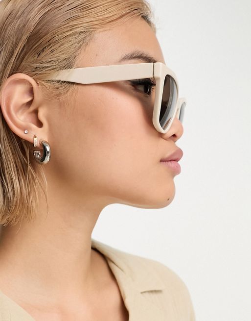  Other Stories oversized sunglasses in off white with brown lens