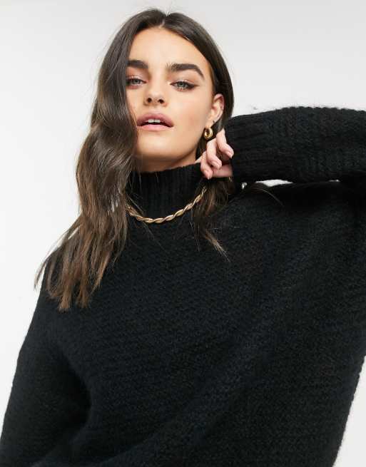 Other Stories oversized sweater with funnel neck in black ASOS