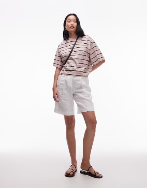 & Other Stories - Oversized T-shirt med pink og brune striber i firkantet pasform, 2 af 4