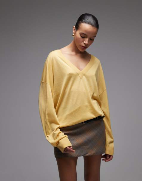 & Other Stories oversized v neck merino jumper in lime