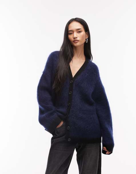 & Other Stories - Oversized vest van wol- en mohairmix met contrasterende zakken in marineblauw - view 1