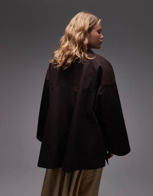 & Other Stories oversized wax jacket in brown