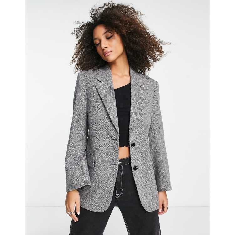 & Other Stories oversized wool blend blazer in salt and pepper grey (part  of a set)