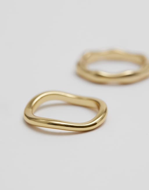 & Other Stories - pack de 3 anillos martillados en dorado, 3 de 3