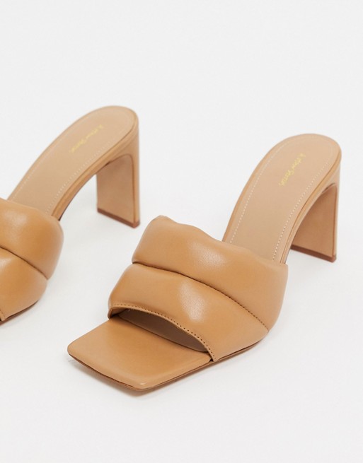 & Other Stories padded heeled mules in tan