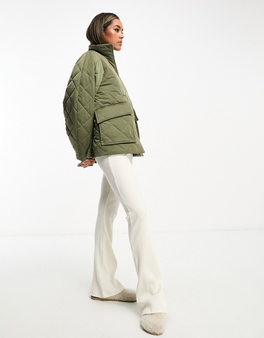 & Other Stories padded quilted jacket in khaki-Green