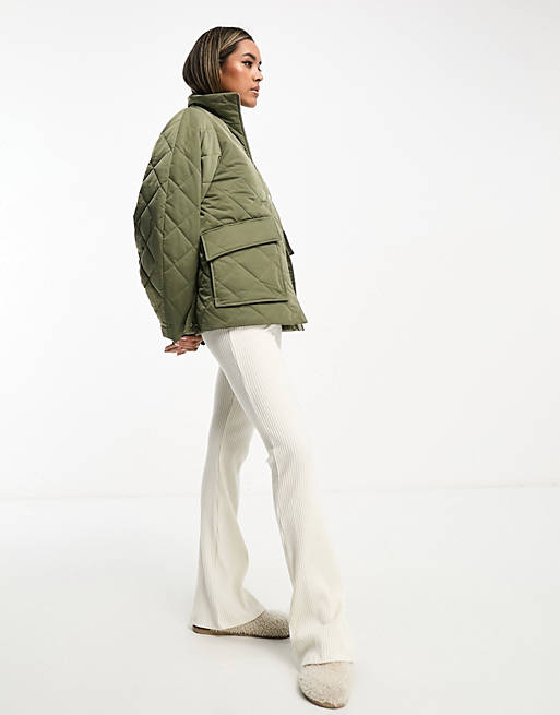& Other Stories padded quilted jacket in khaki | ASOS