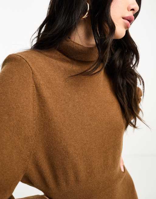 & Other Stories padded shoulder knitted wool midaxi dress in brown, 3 of 4