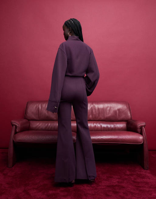 & Other Stories - Pantalon ajusté et évasé d'ensemble - Bordeaux , 3 de 5
