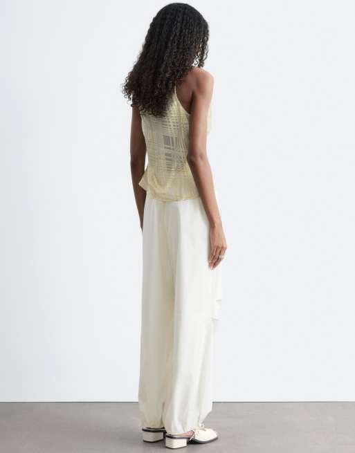 & Other Stories - Pantalon bouffant en coton avec cordon de serrage - Blanc cassé, 4 de 4