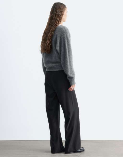 & Other Stories pantalon coupe relaxed riche en laine noir, 3 de 4