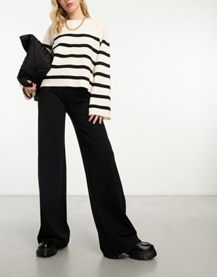 & Other Stories high waist flared trousers with clean waistband in black - ASOS Price Checker
