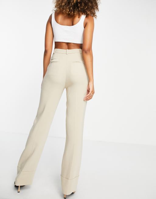 Pantalon evase beige new arrivals