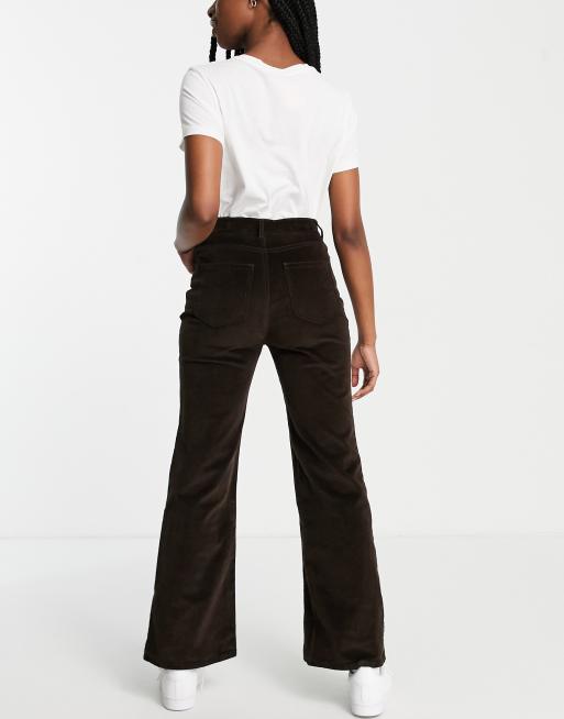 & Other Stories - Pantalon évasé taille haute en velours côtelé - Marron foncé, 2 de 4