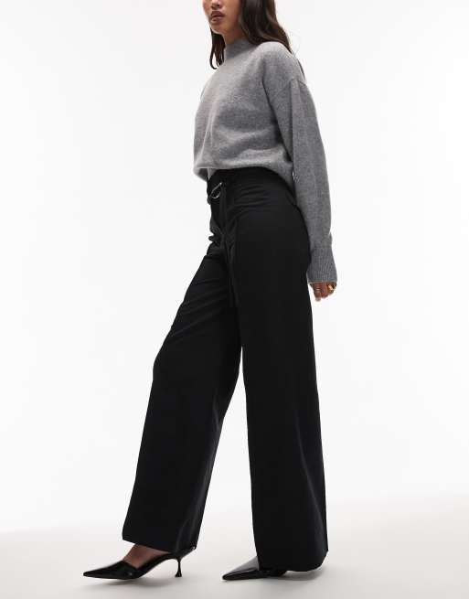 & Other Stories - Pantalon habillé évasé avec ceinture nouée - Noir , 2 de 5
